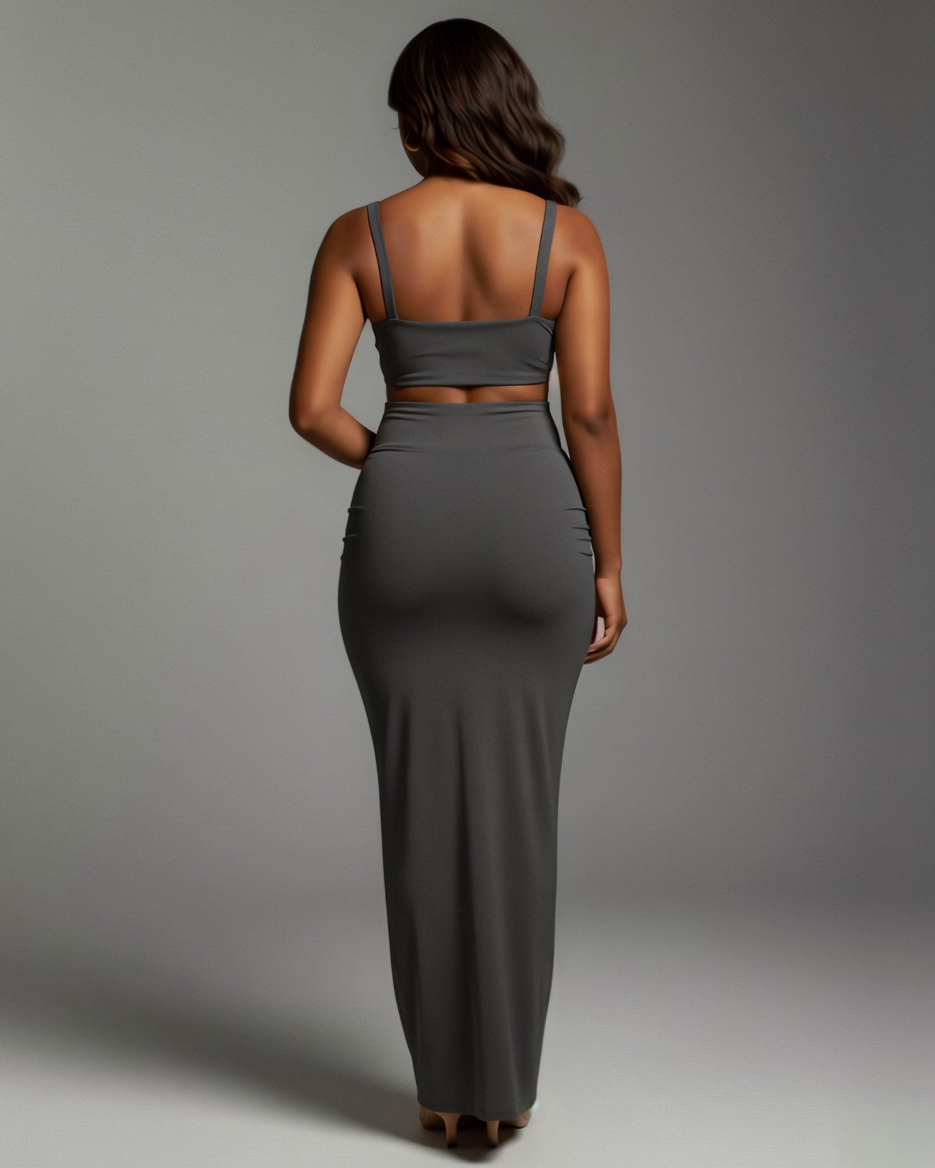 ZELLA Ruched High-Waist Draped Maxi Skirt