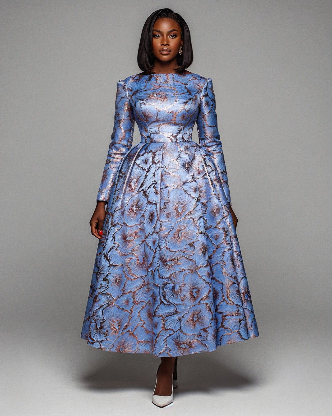 MIRASOL Long Sleeve Pleated Midi Dress