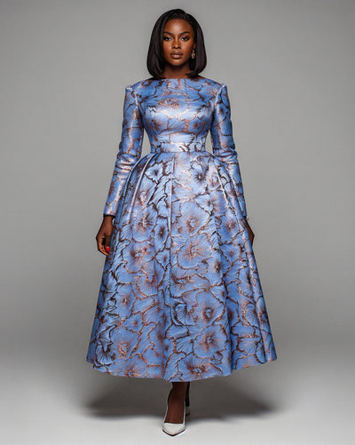 MIRASOL Long Sleeve Pleated Midi Dress