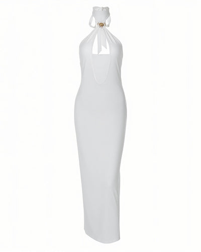 ALYSSA Halter Neck Slim Maxi Dress