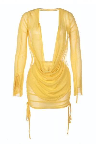 VALERIA Tie-up Mesh Gauze Pleated Skirt Set