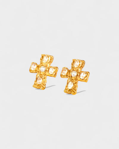 MAINE Multi-Stone Cross Stud Earrings