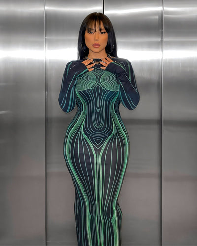 CARLA Backless Slim Round Neck Maxi Dress