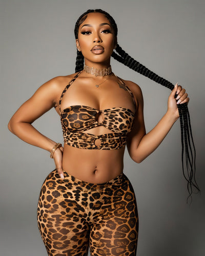 NIA Leopard Cut-out Top & Leggings Set