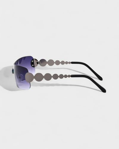 AMORA Circle Embellished Rimless Shield Sunglasses