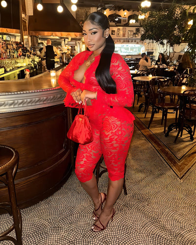 ANYA Lace Ruffle Top & Capri Pants Set