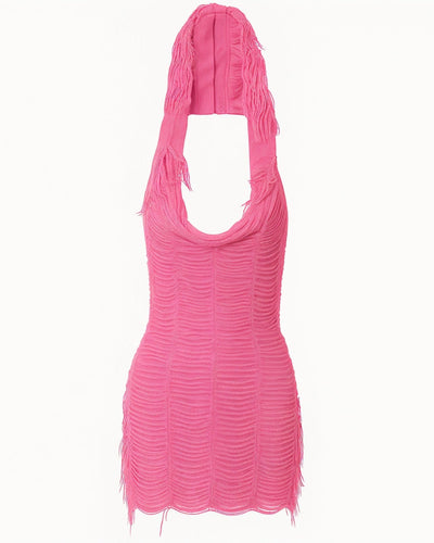 AUDRINA Hooded Tassel Mini Dress