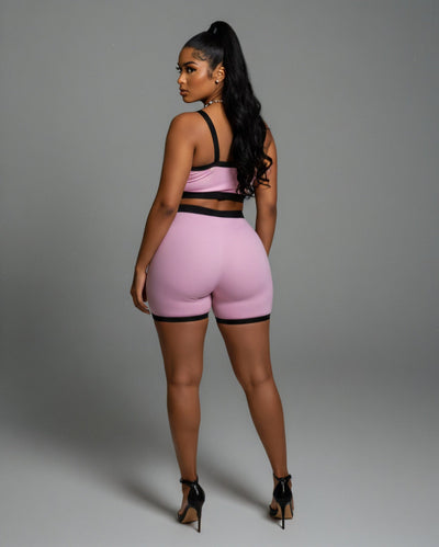 KAMRYN Contrast Trim Top & Shorts Set