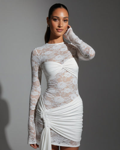 KIANA Lace Drape Mini Dress